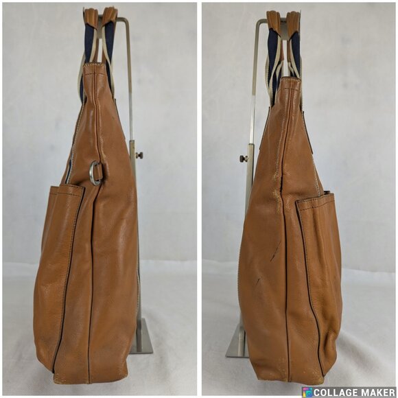 Coach Brown 2-Way Shoulder & Tote Brown Leather Bag Heritage Stripe Made Vietnam - Picture 6 of 16